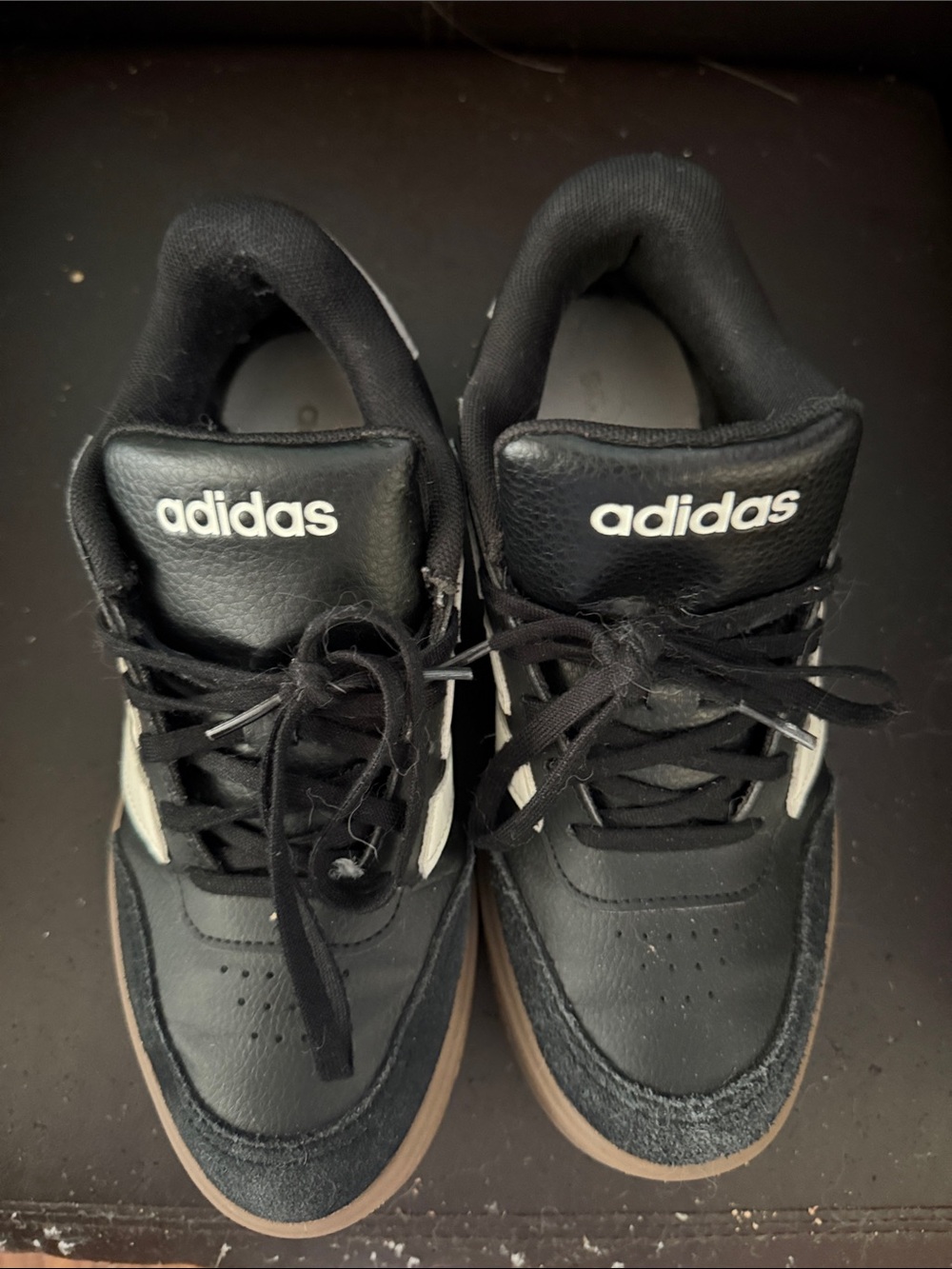 adidas Black with White Stripes Low-Top Sneakers